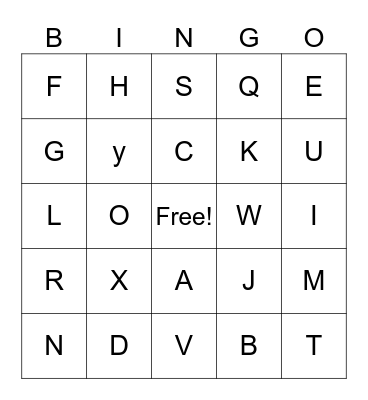 Alphabet Bingo Card