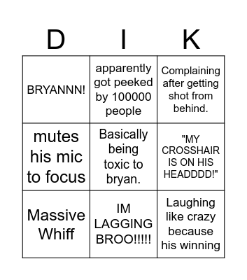 ryan do things Bingo Card