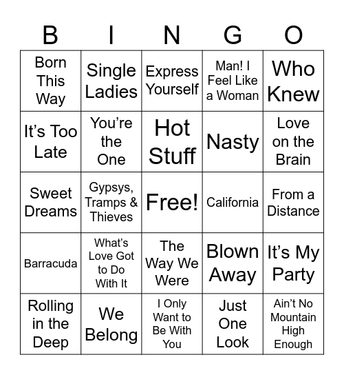 All About the Ladies Bingo Card
