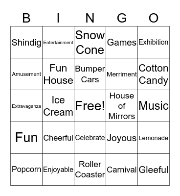 BIG TOP Bingo Card