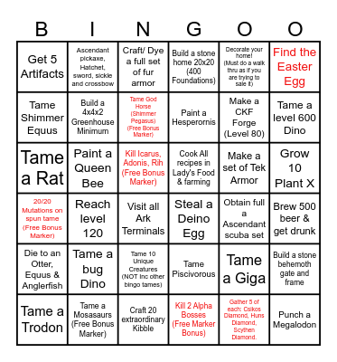 Caballus Bingo Card