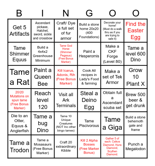 Caballus Bingo Card