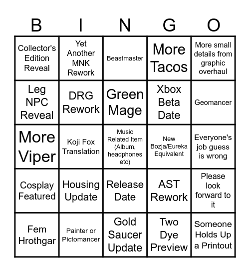 JP FanFest Bingo Card