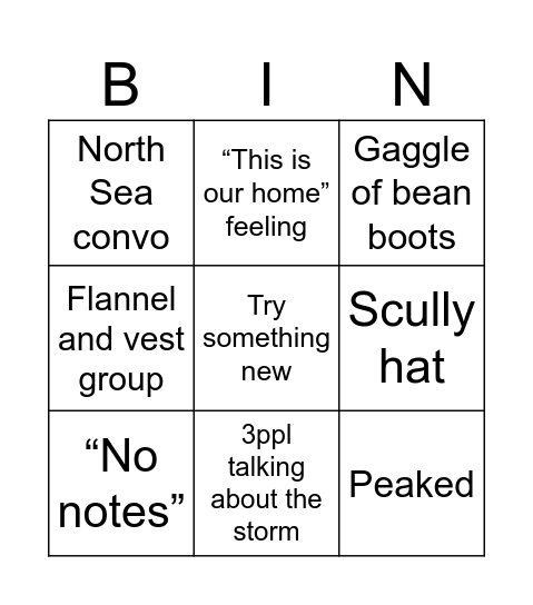 Boston snow day Bingo Card