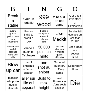 Fortnite Battle Lab Race Bingo Card