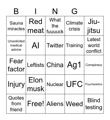 Joe Rogan Bingo Card