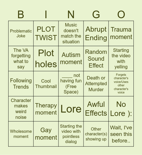 TSBS Bingo! Bingo Card