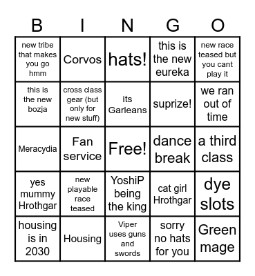 FFXIV Fest Bingo Card