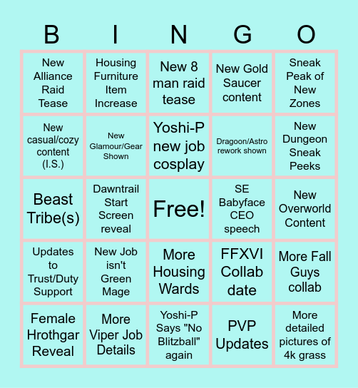 Japan FanFest 2024 Keynote Bingo Card