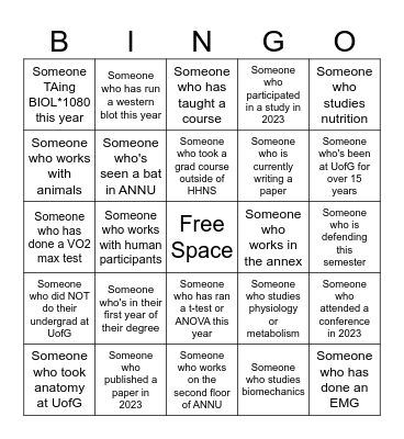 HHNS Bingo! Bingo Card