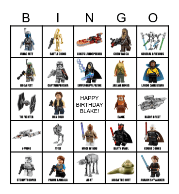 LEGO STAR WARS BINGO Card