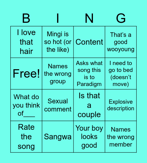 Matz Girls Bingo Card