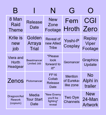 Tokyo Fanfest 2024 Bingo Card