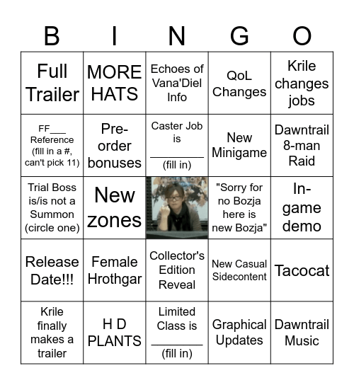 FFXIV Tokyo Fanfest 2024 Bingo Card