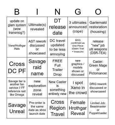 JP fanfest Bingo Card