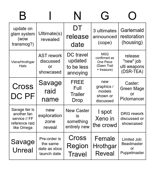 JP fanfest Bingo Card