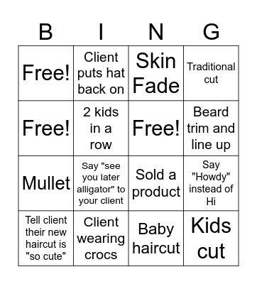 Barbershop Bingo Card