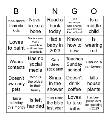 Ice Breaker Bingo Card