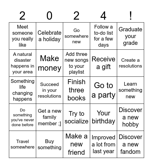 2024 Bingo Card