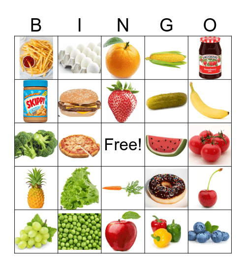 Food Bingo Card