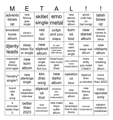 album predictions and bandshit 2024 Bingo Card