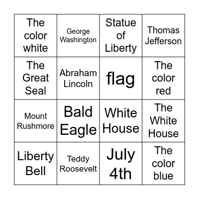 American Symbols Bingo Card