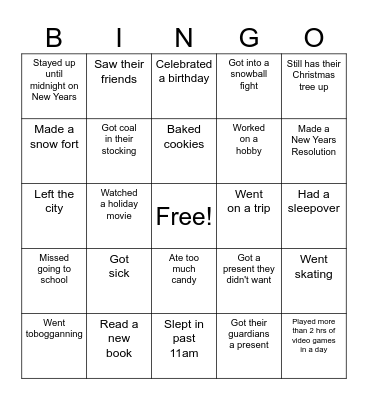 Back From Break Bingo! Bingo Card