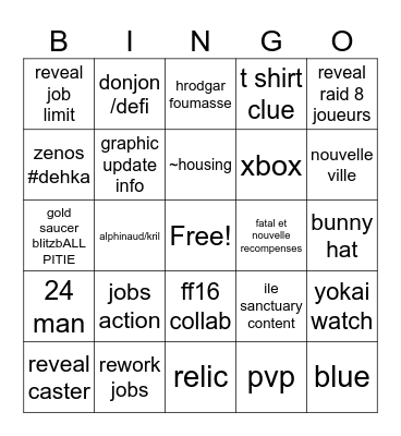 ff14 fanfest Bingo Card