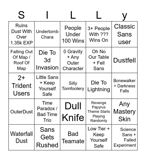 ULC Silly Mode Bingo Card