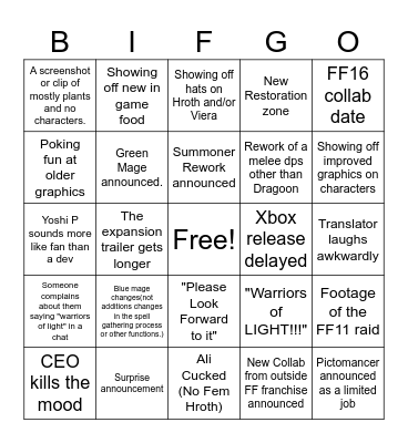Fan Fest BINGO Card