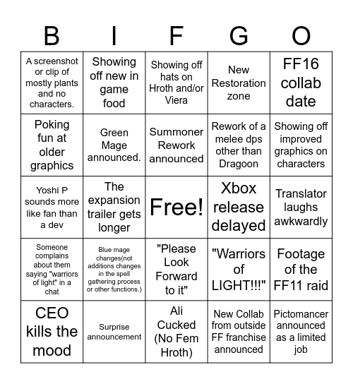 Fan Fest BINGO Card