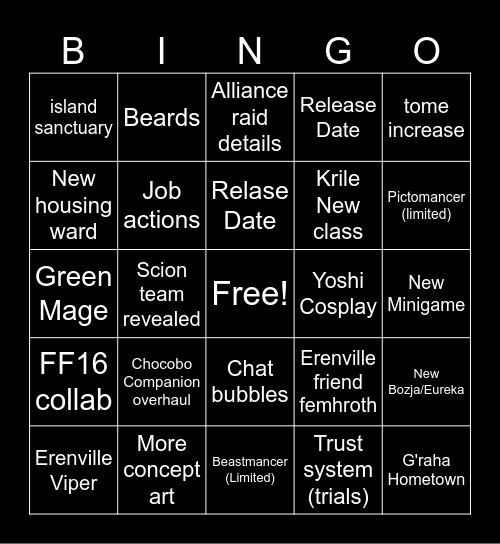 FFXIV Japan Fanfest 2024 Bingo Card