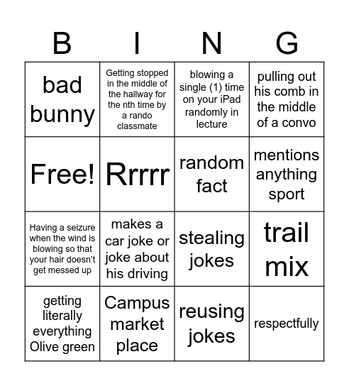 Petty Picky Porus Bingo Card