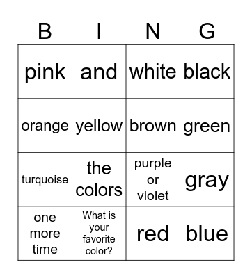 Los Colores Bingo Card