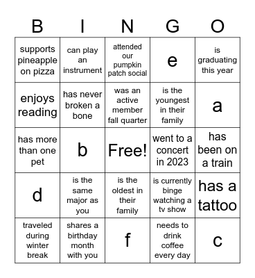 Find an hermane who... Bingo Card