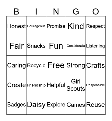 Daisy Bingo Card
