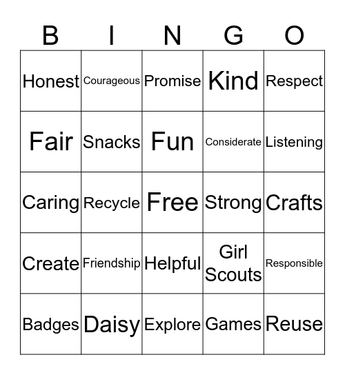 Daisy Bingo Card