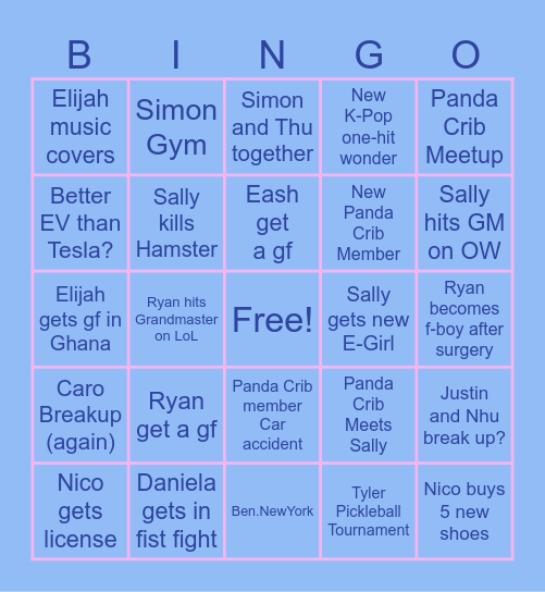 2024 Panda Crib BINGO Card