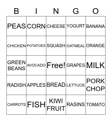 HEALTHY EATING Bingo Card