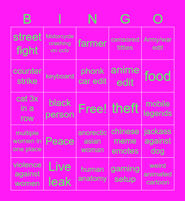 douyin Bingo Card