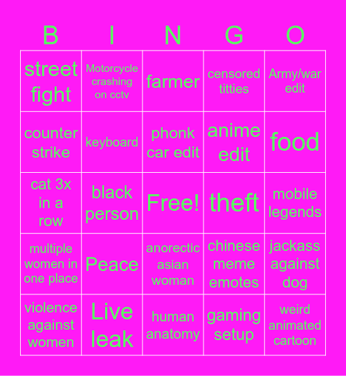 douyin Bingo Card