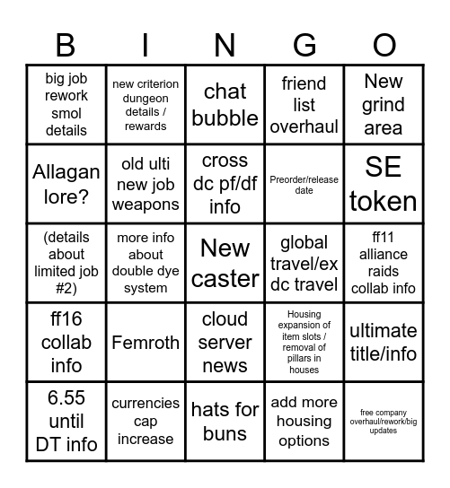 Japan FanFest 2024 bingo Card