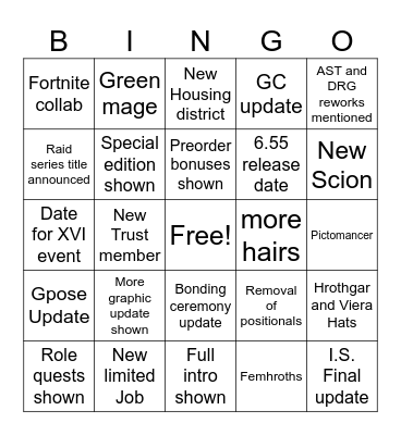 JP fanfest Bingo Card