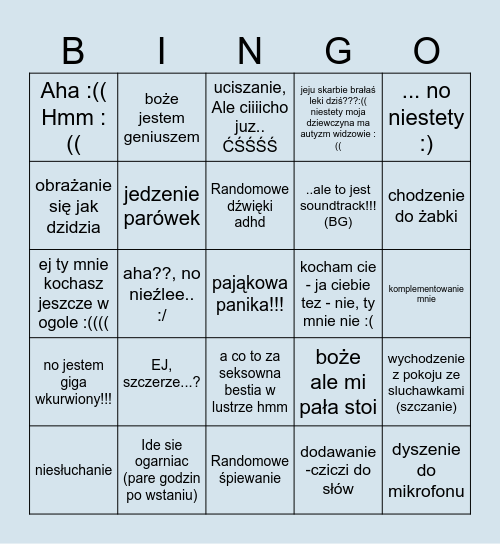 Nataniel Bingo Card