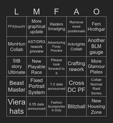 JP Fanfest 2024 Bingo Card
