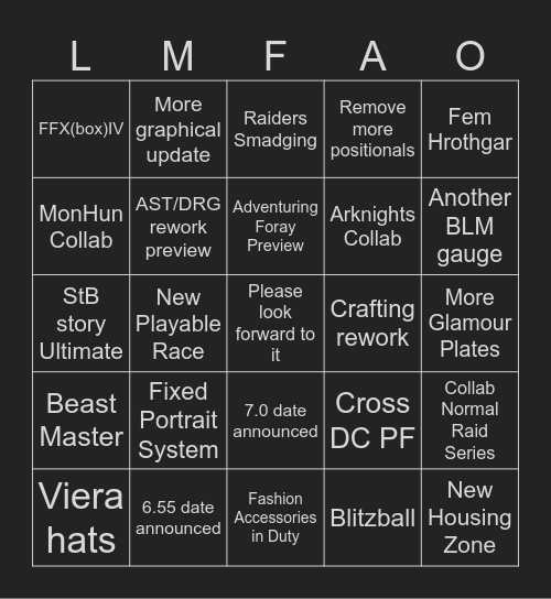 JP Fanfest 2024 Bingo Card