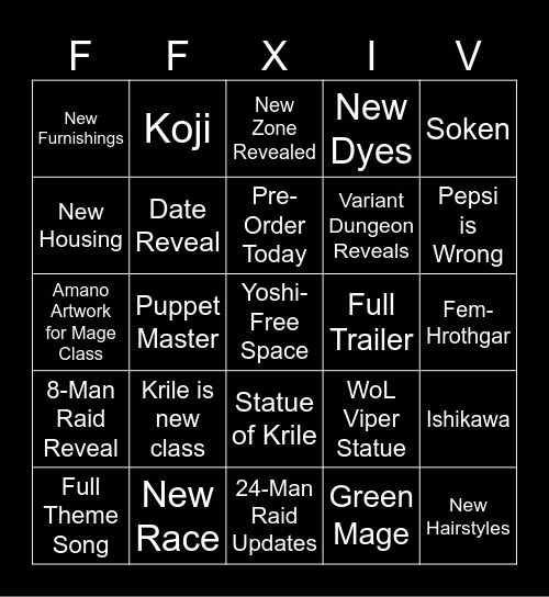 JP FanFest 2024 Predictions Bingo Card