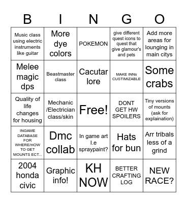 IM NEW BUT I STILL WANNA BINGO BINGO Card