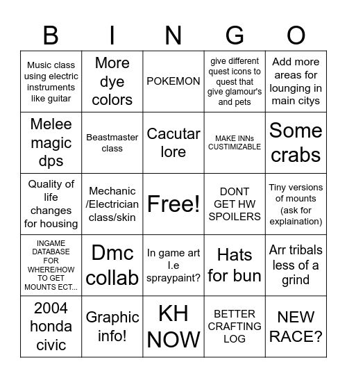 IM NEW BUT I STILL WANNA BINGO BINGO Card