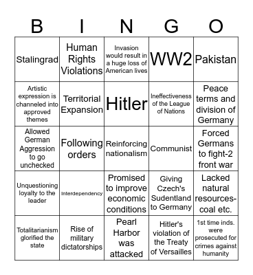 Global 2 Ch 14 WW2 Bingo Card